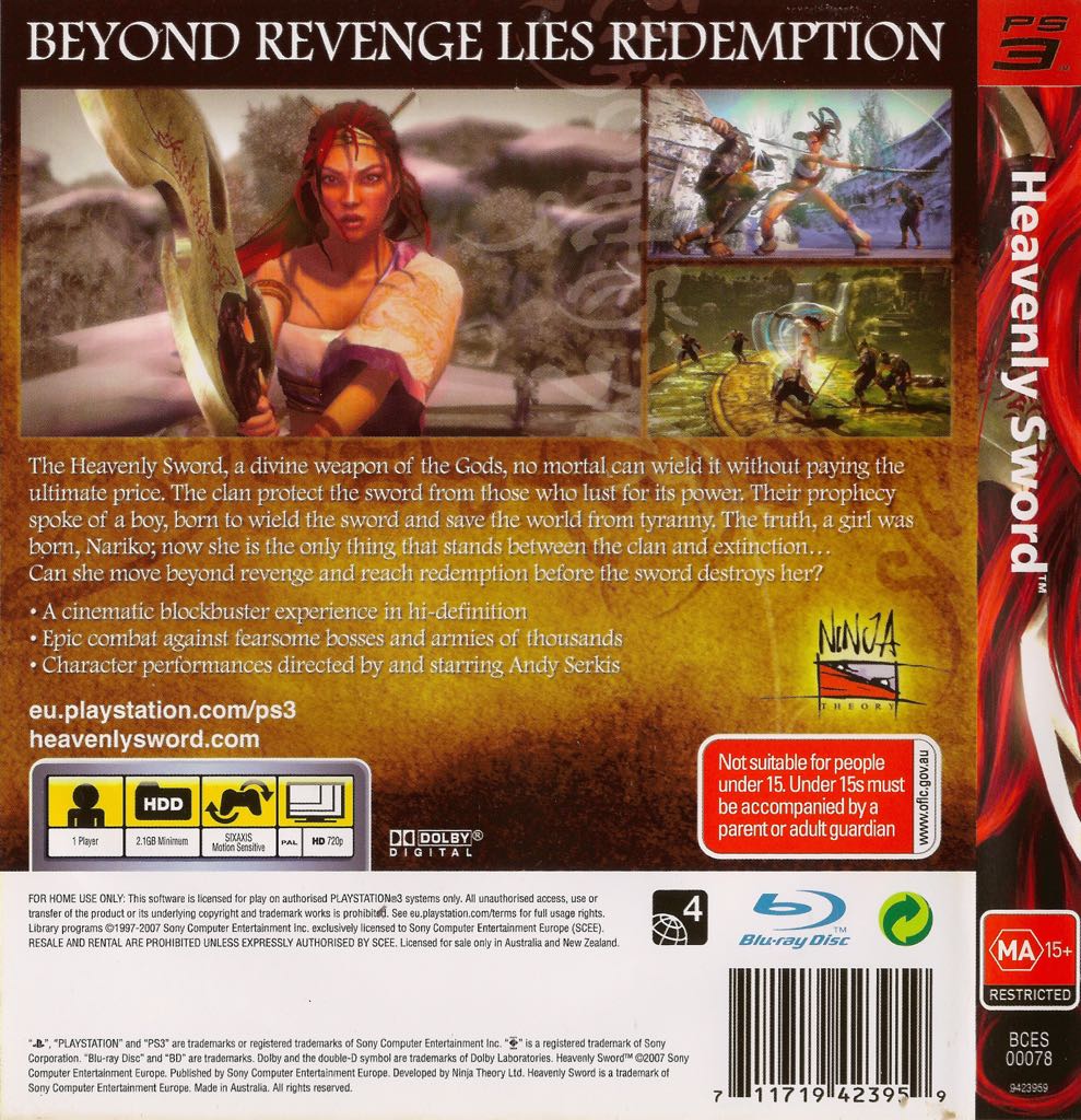 Heavenly Sword - Sony PlayStation 3 (PS3) (Sony Computer Enterntainment - 1) video game collectible [Barcode 711719424659] - Main Image 2