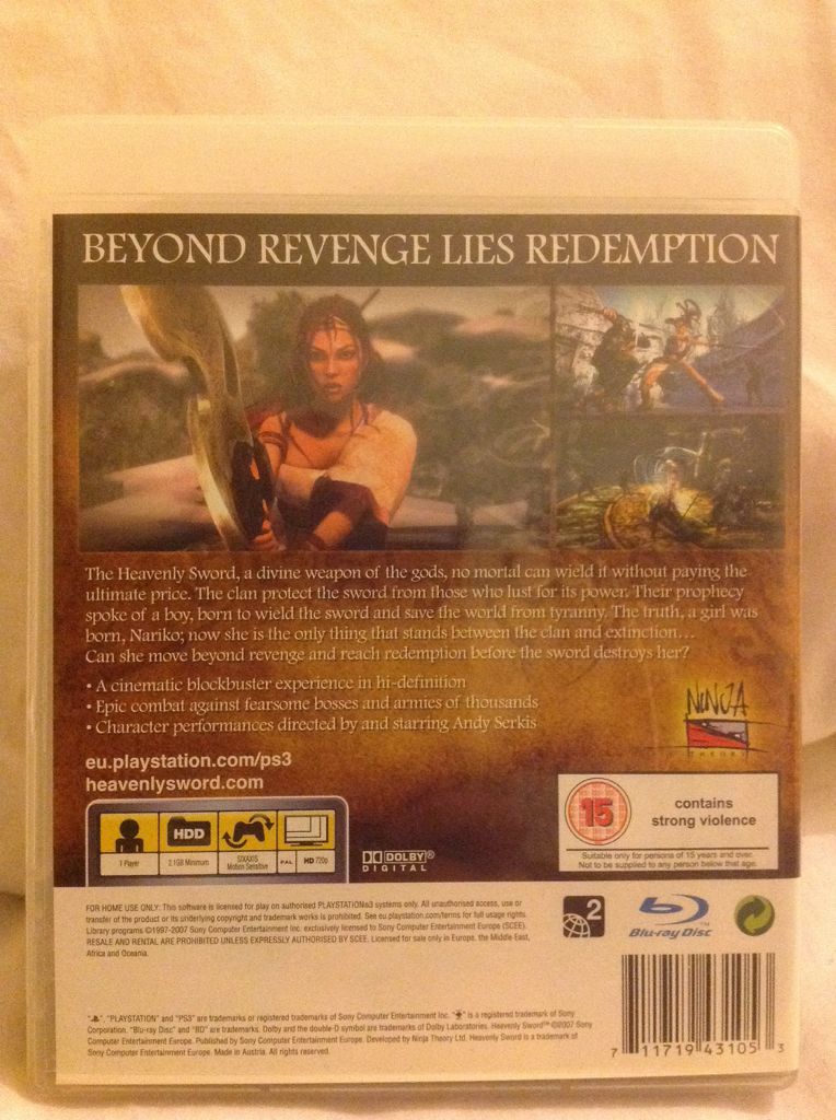 Heavenly Sword - Sony PlayStation 3 (PS3) (Sony Computer Entertainment - 1) video game collectible [Barcode 711719431053] - Main Image 2