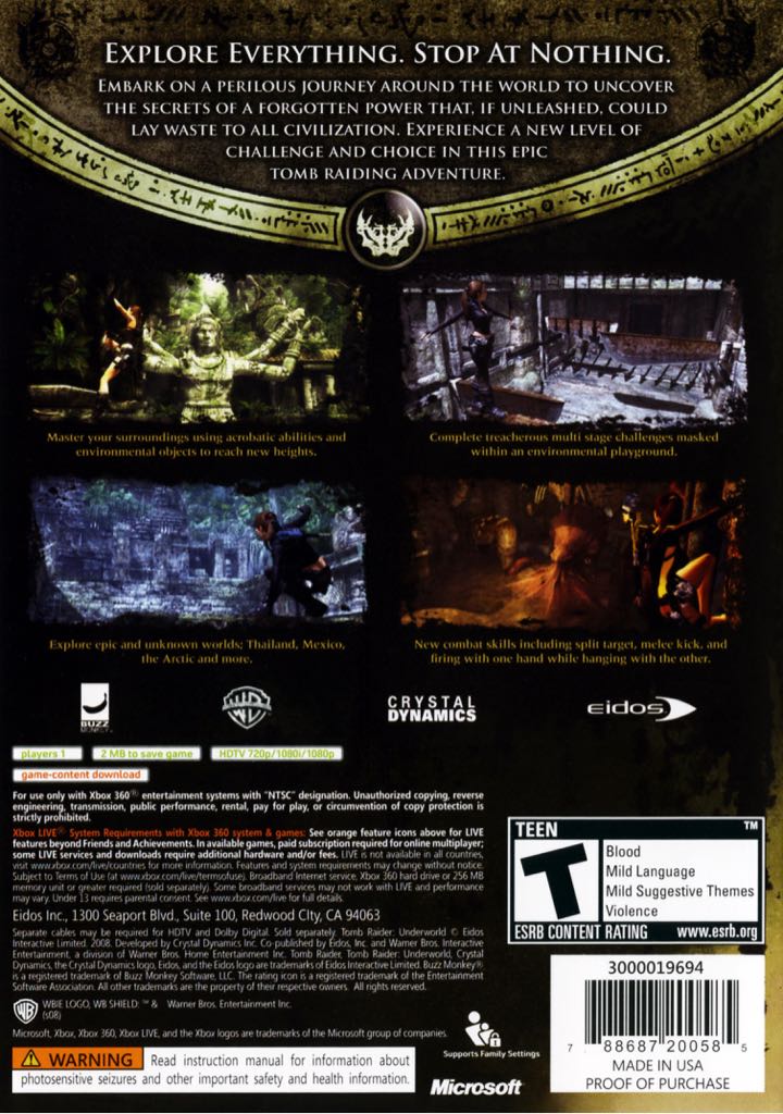 Tomb Raider: Underworld - Microsoft Xbox 360 (Eidos Interactive - 1) video game collectible [Barcode 0788687200585] - Main Image 2
