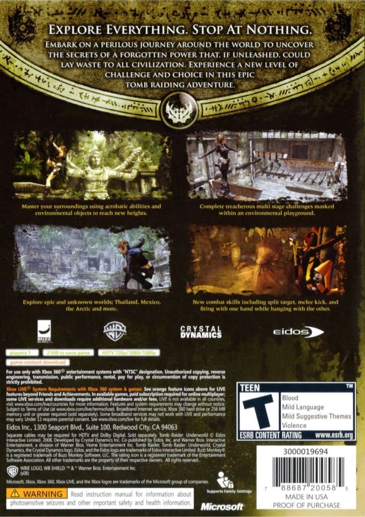 Tomb Raider: Underworld - Microsoft Xbox 360 (Square Enix - 1) video game collectible [Barcode 788687200684] - Main Image 2