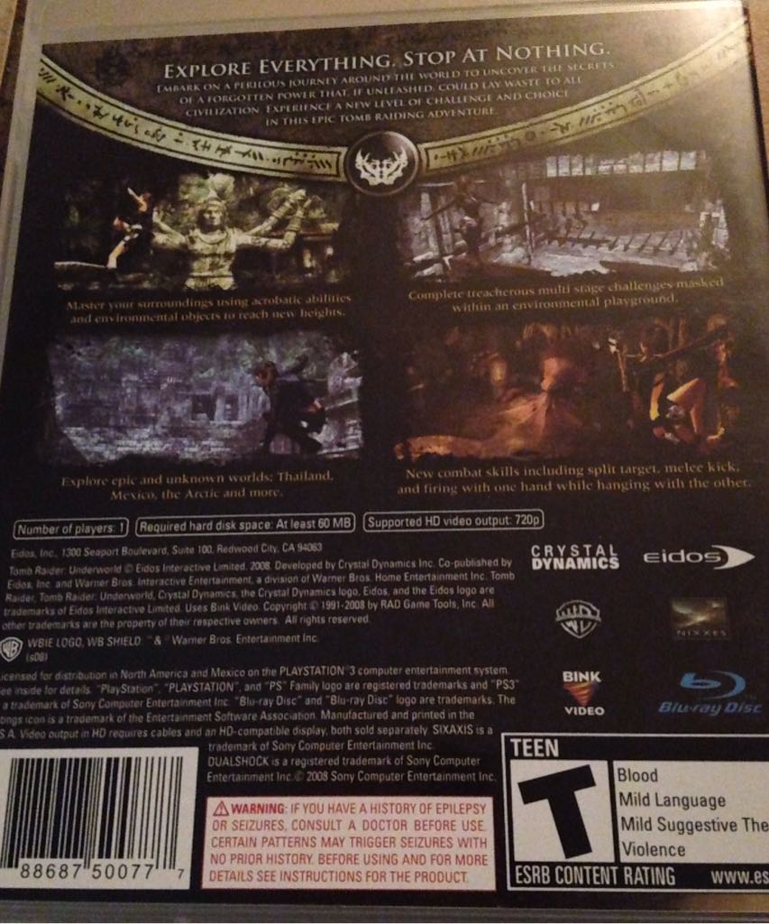 Tomb Raider: Underworld PS3 - Sony PlayStation 3 (PS3) (Eidos Interactive - 1) video game collectible [Barcode 788687500777] - Main Image 2