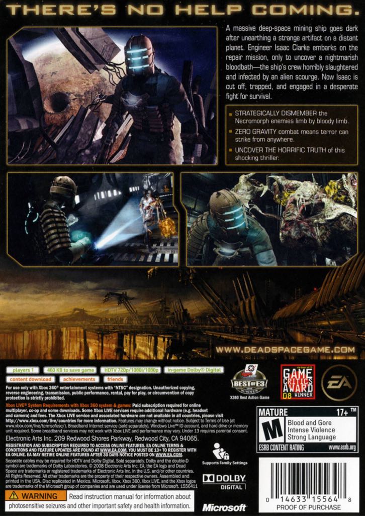 Dead Space - Microsoft Xbox 360 (Electronic Arts (EA) - 1) video game collectible [Barcode 5030939066261] - Main Image 2