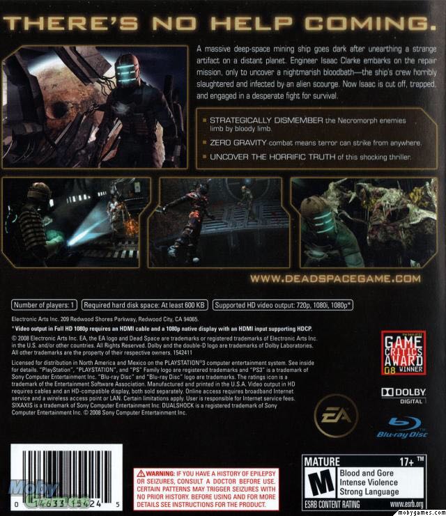 Dead Space - Sony PlayStation 3 (PS3) (Electronic Arts - 1) video game collectible [Barcode 5030941066198] - Main Image 2