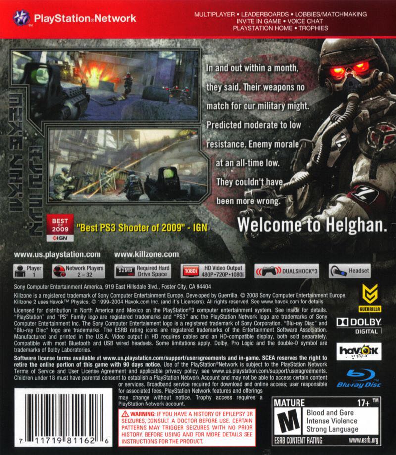 Killzone 2 - Sony PlayStation 3 (PS3) (Sony Computer Entertainment - 1) video game collectible [Barcode 711719158158] - Main Image 2