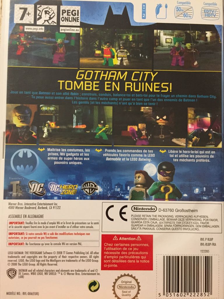LEGO Batman - Nintendo Wii (Warner Bros. Interactive Entertainment - 1-2) video game collectible [Barcode 5051602222852] - Main Image 2