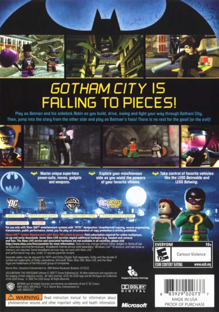 LEGO Batman - Microsoft Xbox Live (Warner Brothers Interactive Entertainment - 1-2) video game collectible [Barcode 5051604222829] - Main Image 2
