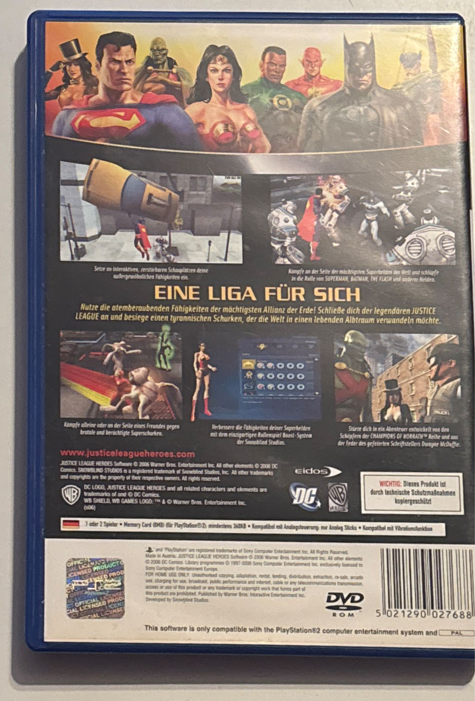 Justice League Heroes Sealed - Sony PlayStation 2 (PS2) video game collectible [Barcode 5021290027688] - Main Image 2