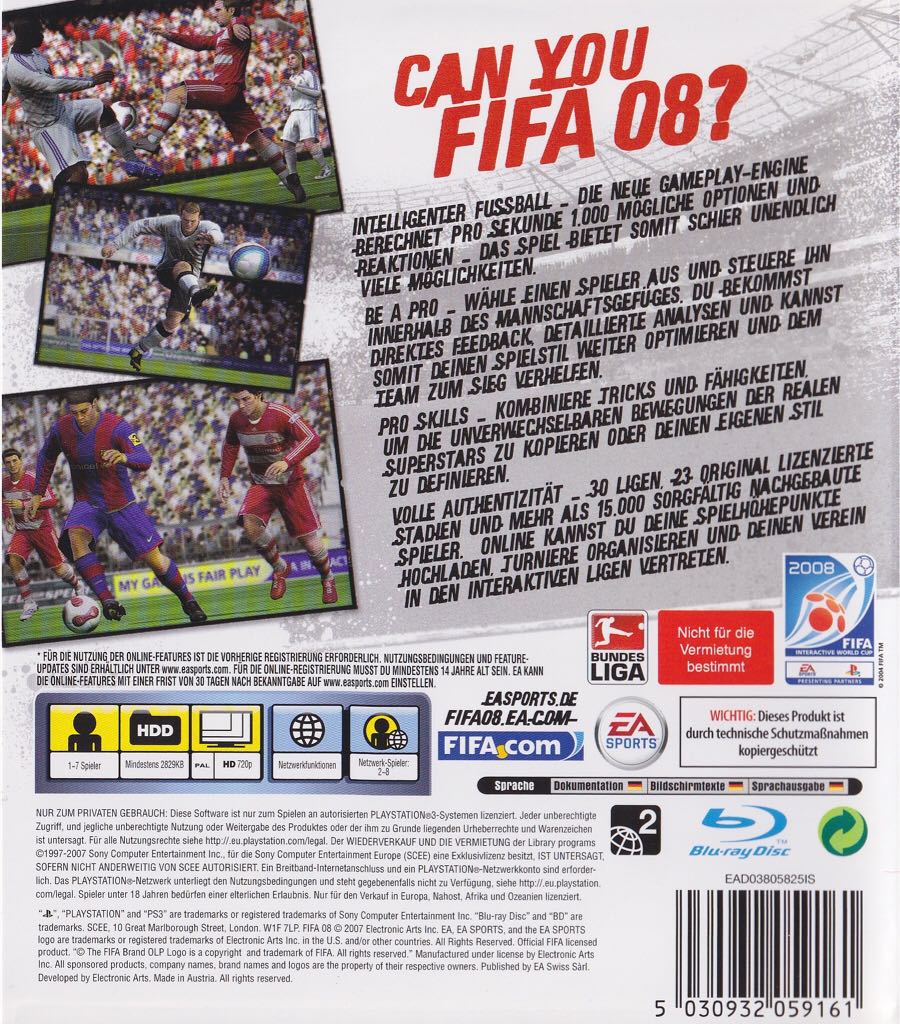 FIFA 08 - Sony PlayStation 3 (PS3) (Electronic Arts/EA Games - 2) video game collectible [Barcode 5030932059161] - Main Image 2