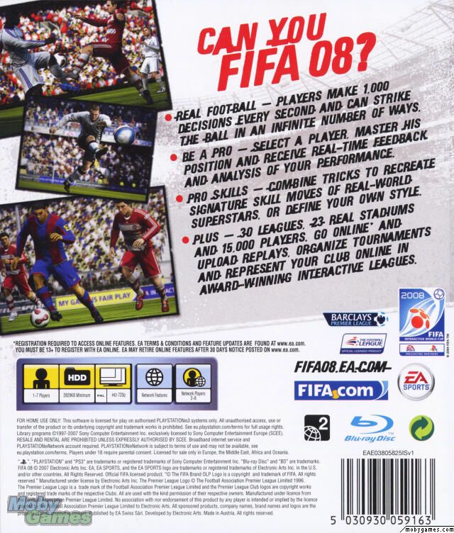 FIFA 08 - Sony PlayStation 2 (PS2) ((EA) Electronic Arts - 2) video game collectible [Barcode 5030946059157] - Main Image 2