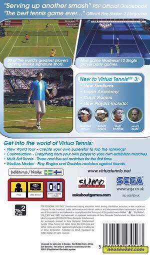Virtua Tennis 3 - Sony PlayStation Portable (PSP) (Sega - 1) video game collectible [Barcode 5060138430563] - Main Image 2