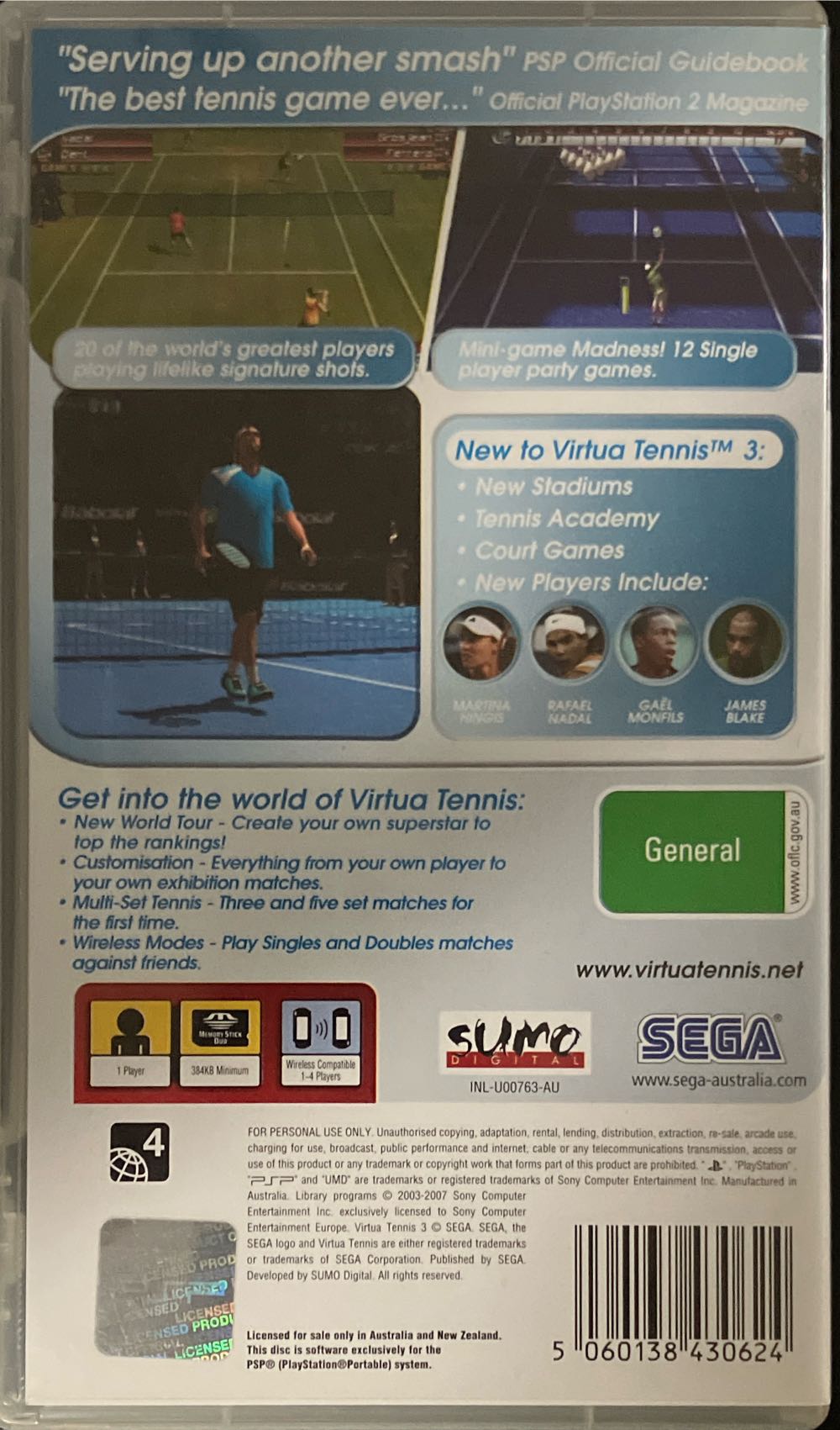 Virtua Tennis 3 - Sony PlayStation Portable (PSP) video game collectible [Barcode 5060138430624] - Main Image 2
