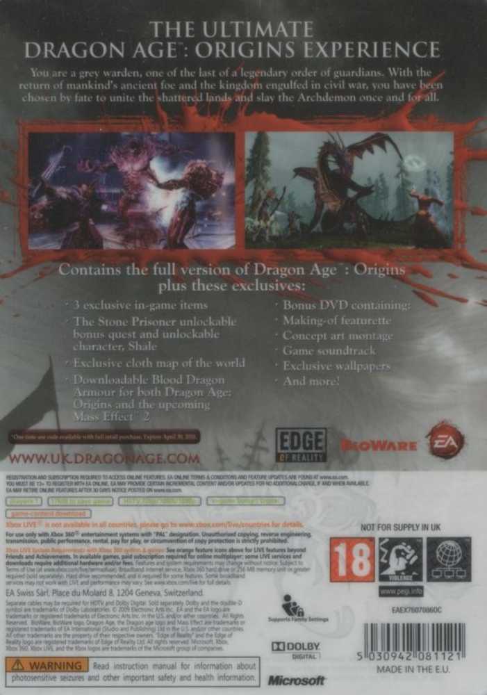 Dragon Age: Origins - Microsoft Xbox 360 (Electronic Arts/EA Games - 1) video game collectible [Barcode 030941078030] - Main Image 2