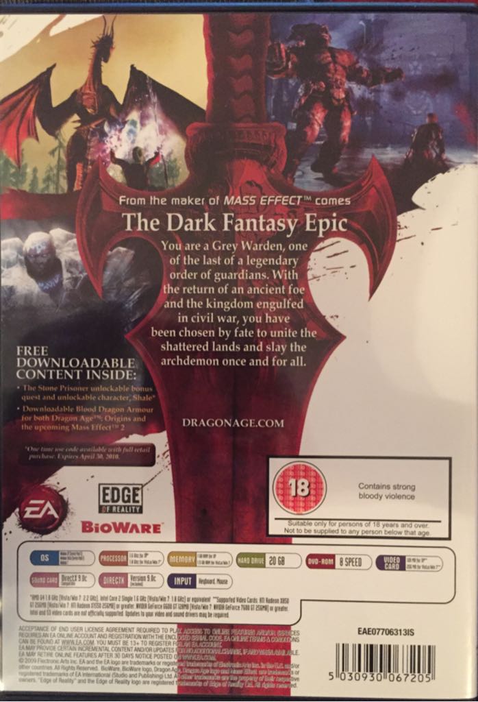 Dragon Age: Origins - PC (Electronic Arts/EA Games - 1) video game collectible [Barcode 5030930067205] - Main Image 2