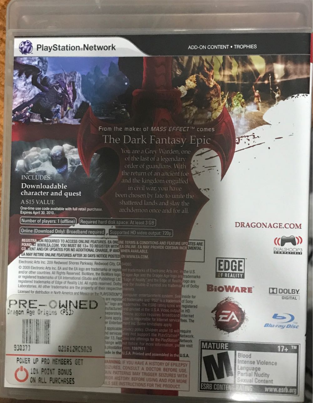 Dragon Age Origins - Sony PlayStation 3 (PS3) (1) video game collectible - Main Image 2