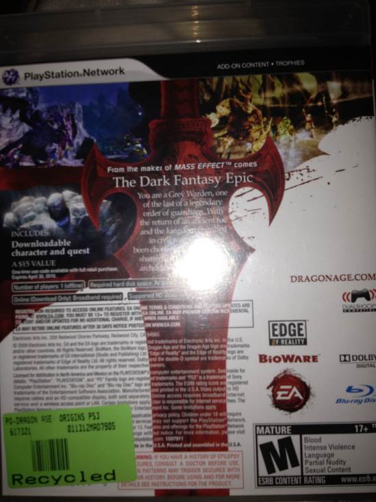 Dragon Age: Origins - Sony PlayStation 3 (PS3) video game collectible - Main Image 2