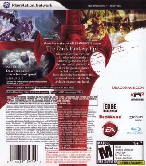 Dragon Age: Origins - Sony PlayStation 3 (PS3) (EA/Bioware - Single-Player) video game collectible - Main Image 2