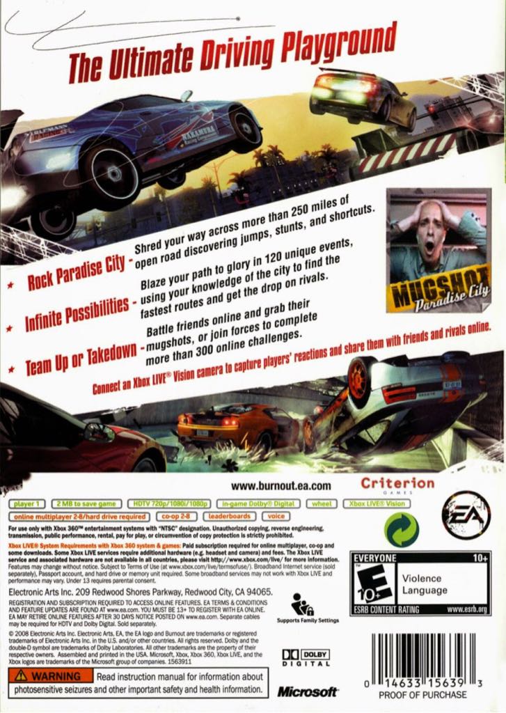 Burnout Paradise - Microsoft Xbox 360 (EA - 1) video game collectible [Barcode 5030945067993] - Main Image 2