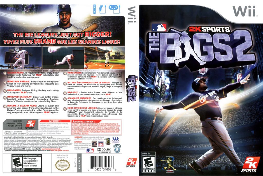 The Bigs 2 Baseball - Nintendo Wii video game collectible [Barcode 5026555043885] - Main Image 2