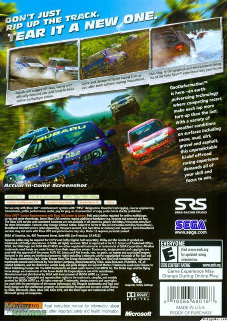 Sega Rally - Microsoft Xbox 360 (Sega - 2) video game collectible [Barcode 5060138432055] - Main Image 2