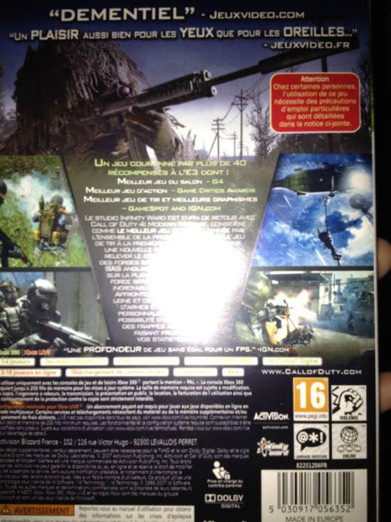 Call Of Duty 4: Modern Warfare - Microsoft Xbox 360 (1-4) video game collectible [Barcode 5030917056352] - Main Image 2
