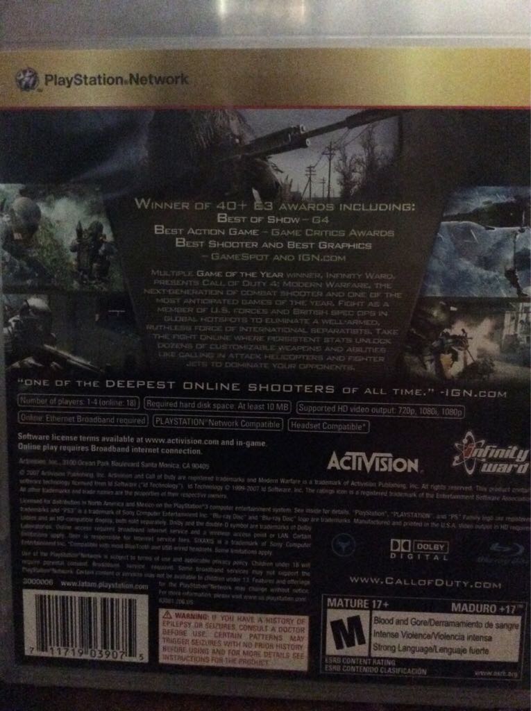 Call Of Duty 4: Modern Warfare - Sony PlayStation 3 (PS3) (1-4) video game collectible - Main Image 2