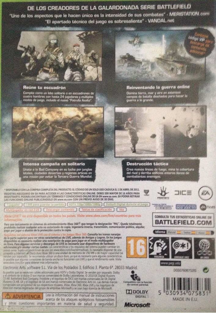 Battlefield: Bad Company 2 - Microsoft Xbox 360 video game collectible [Barcode 5030934075831] - Main Image 2