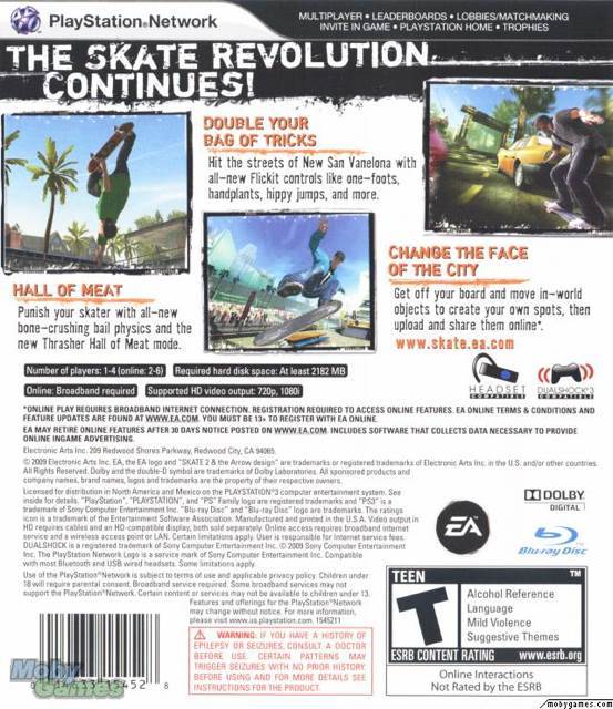 Skate 2 - Sony PlayStation 3 (PS3) (Electronic Arts - 4) video game collectible [Barcode 014633154528] - Main Image 2