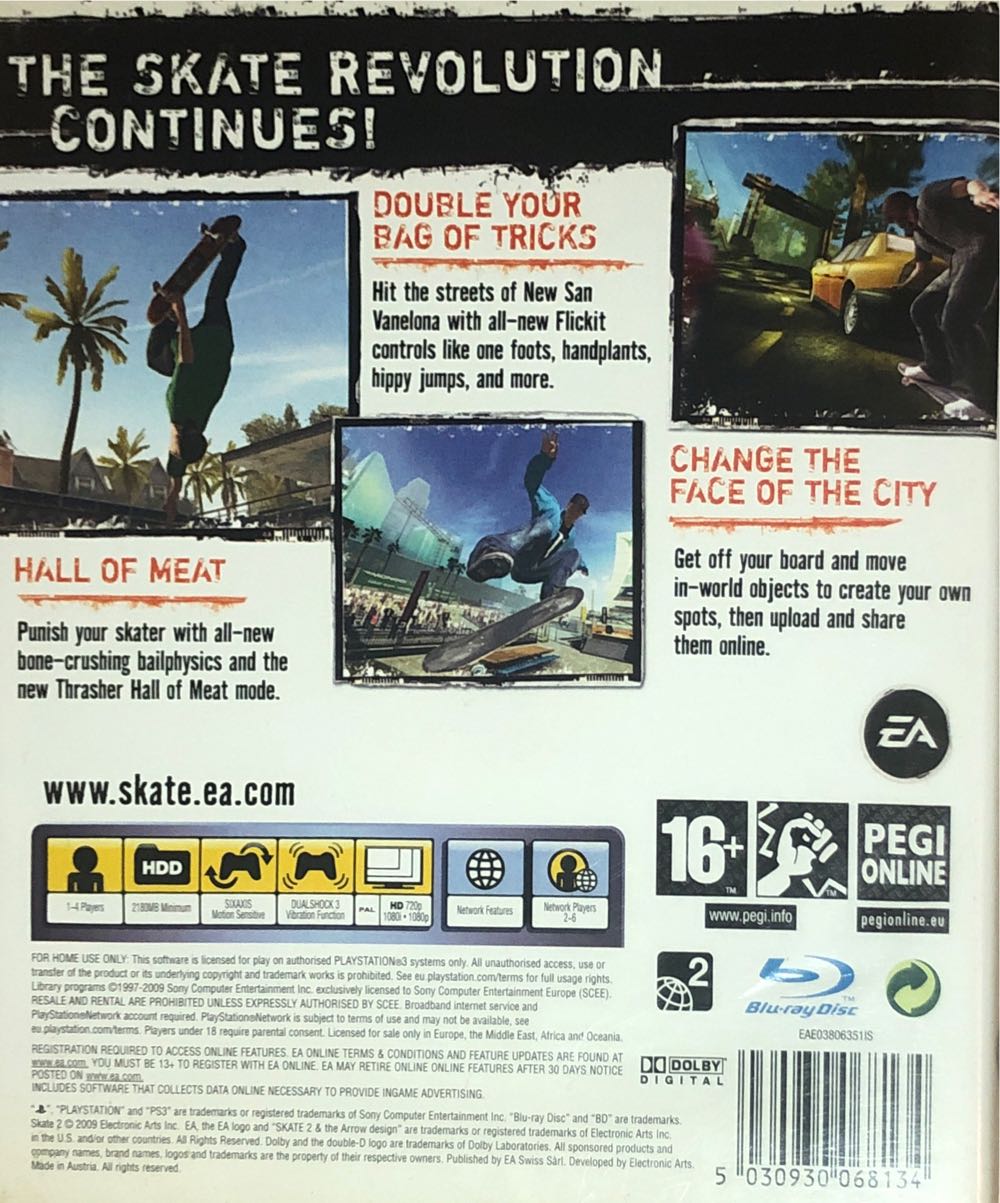 Skate 2 - Sony PlayStation 3 (PS3) (Electronic Arts/EA Games - 6) video game collectible [Barcode 5030930068134] - Main Image 2