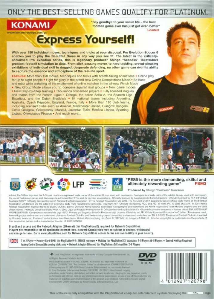 Pro Evolution Soccer 6 - Sony PlayStation 2 (PS2) (KONAMI Digital Entertainment GmbH - 1) video game collectible [Barcode 4012927120835] - Main Image 2