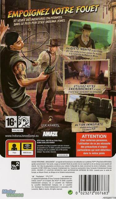 Indiana Jones and the Staff of Kings - Sony PlayStation Portable (PSP) (Activision - 1) video game collectible [Barcode 023272007676] - Main Image 2