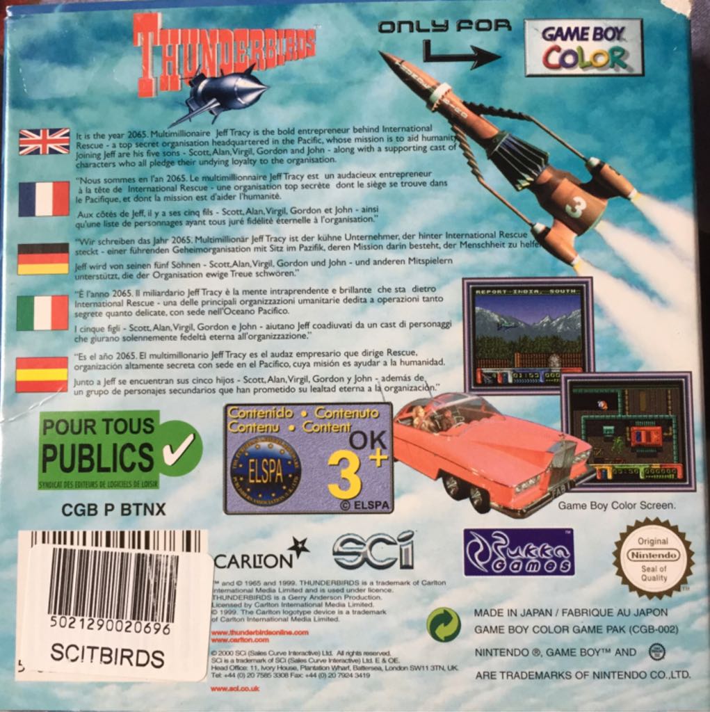 Thunderbirds - Nintendo Game Boy Color (SCi - 1) video game collectible - Main Image 2