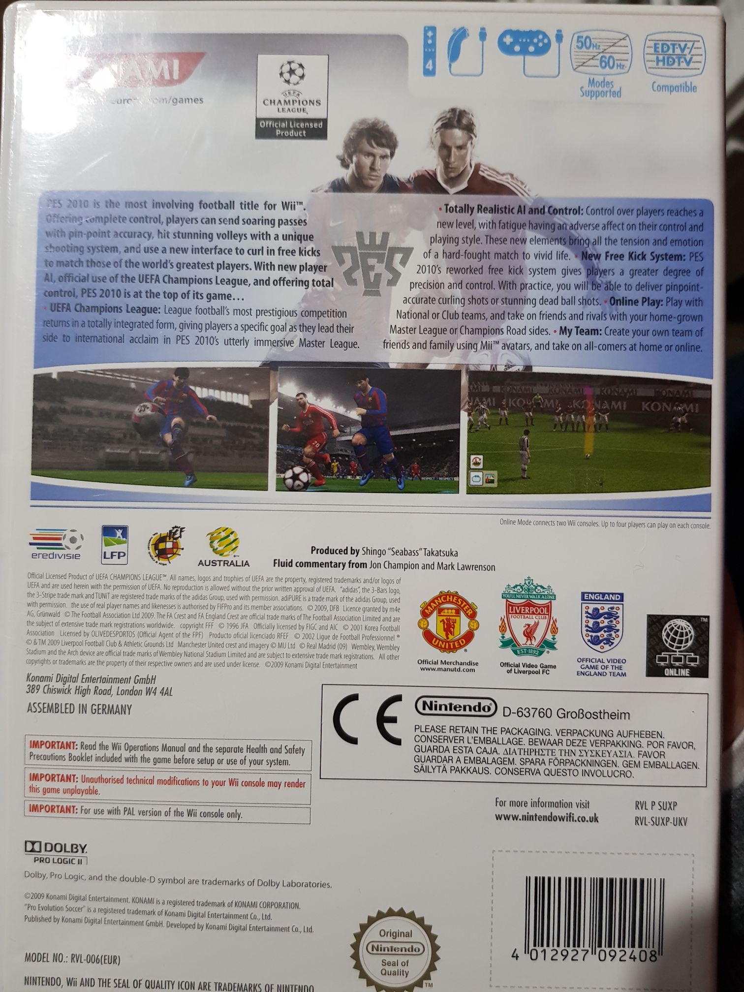 Pro Evolution Soccer 2010 - Nintendo Wii (Konami - 1-4) video game collectible [Barcode 4012927092408] - Main Image 2