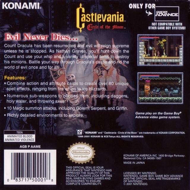 Castlevania: Circle of the Moon - Nintendo Game Boy Advance (GBA) (Konami) video game collectible - Main Image 4