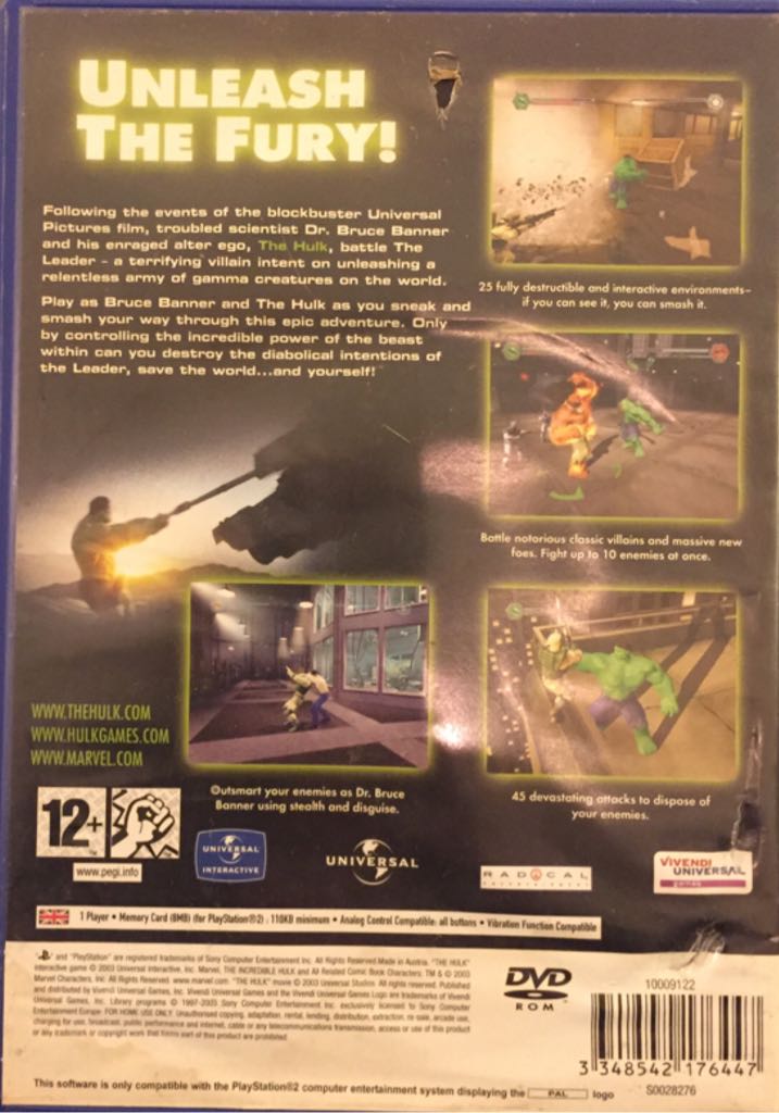 Hulk - Sony PlayStation 2 (PS2) (Vivendi Games - 1) video game collectible [Barcode 3348542176447] - Main Image 2