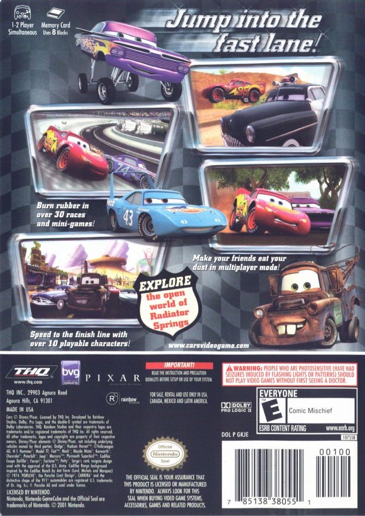 Disney’s: Cars - Nintendo GameCube (THQ - 1-2) video game collectible [Barcode 4005209077347] - Main Image 2