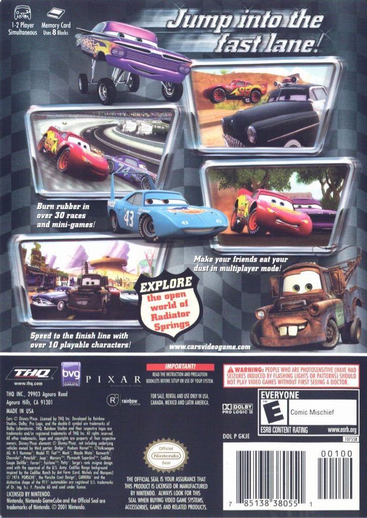 Disney’s: Cars - Nintendo GameCube (THQ - 1-2) video game collectible [Barcode 4005209077347] - Main Image 2