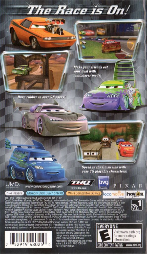 Disney Pixar: Cars - Sony PlayStation Portable (PSP) (THQ - 1-4) video game collectible [Barcode 752919480250] - Main Image 2