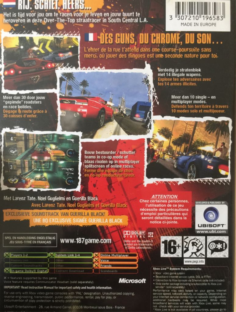 187 Ride or Die - Microsoft Xbox (Ubisoft - 1-4) video game collectible [Barcode 3307210187024] - Main Image 2