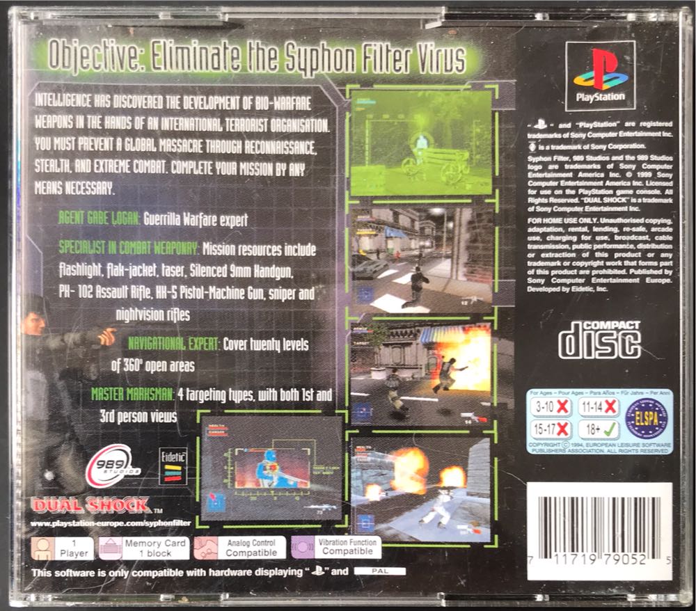 Syphon Filter - Sony PlayStation (Sony Computer Entertainment - 1) video game collectible - Main Image 2
