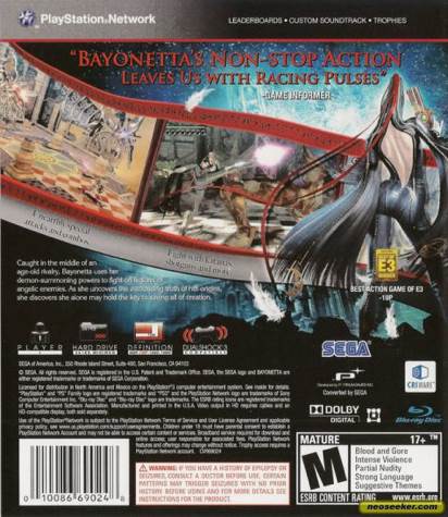 Bayonetta - Sony PlayStation 3 (PS3) (Sega - 1) video game collectible [Barcode 5055277000661] - Main Image 2
