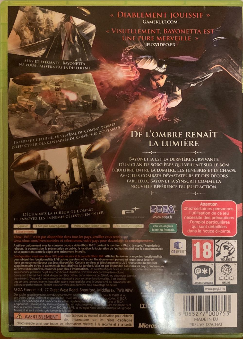 Bayonetta - Microsoft Xbox 360 (Sega - 1 Player) video game collectible [Barcode 5055277000753] - Main Image 2