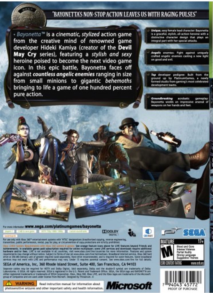 Bayonetta - Microsoft Xbox 360 (Sega - 1) video game collectible [Barcode 5055277000760] - Main Image 2