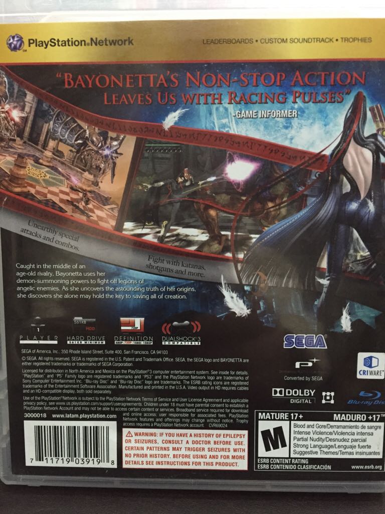 Bayonetta - Sony PlayStation 3 (PS3) video game collectible [Barcode 711719039198] - Main Image 2