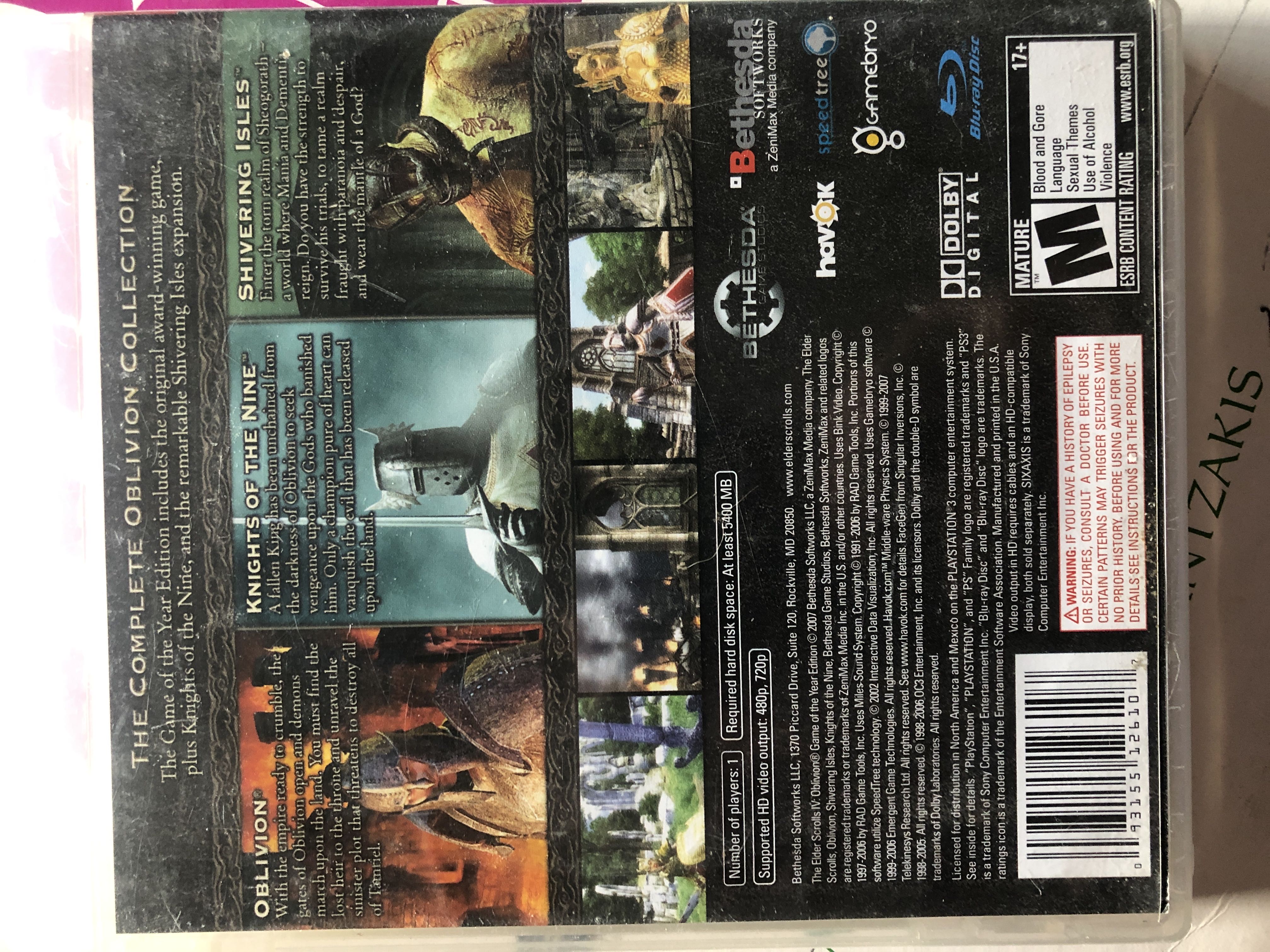 The Elder Scrolls IV: Oblivion - Sony PlayStation 3 (PS3) (Bethesda Softworks - 1) video game collectible [Barcode 307210341648] - Main Image 2
