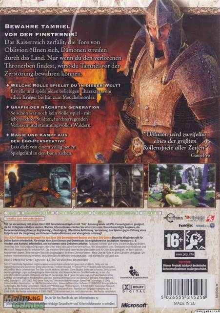 The Elder Scrolls IV: Oblivion - Microsoft Xbox 360 (2K Games - 1) video game collectible [Barcode 710425390135] - Main Image 2