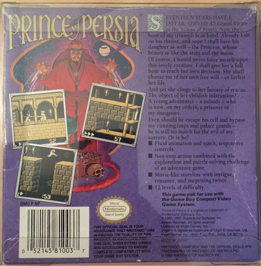Prince of Persia - Nintendo Game Boy (Mindscape - 1) video game collectible [Barcode 5011147810037] - Main Image 2