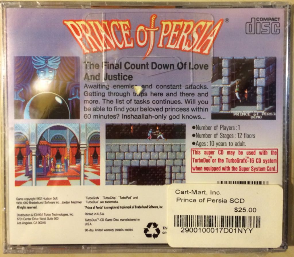 Prince of Persia - NEC TurboGrafx-16 (Hudson Soft) video game collectible - Main Image 2