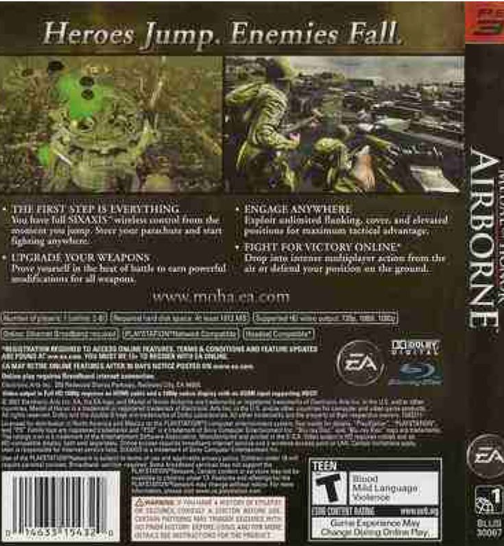 Medal Of Honor: Airborne - Sony PlayStation 3 (PS3) (Electronic Arts/EA Games - 1) video game collectible [Barcode 014633154320] - Main Image 2