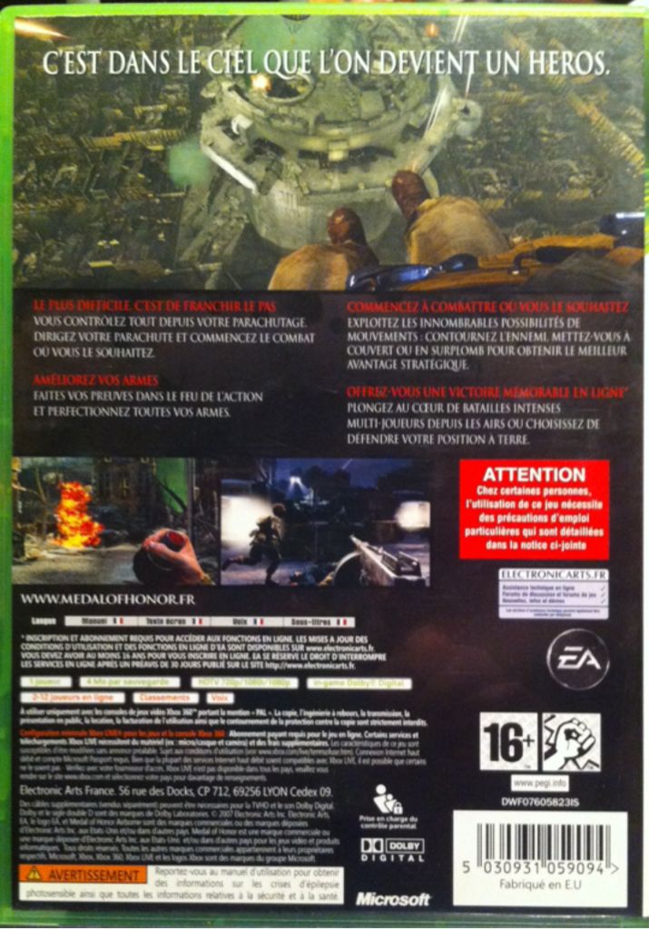 Medal Of Honor: Airborne - Microsoft Xbox 360 (Electronic Arts/EA Games - 1-12) video game collectible [Barcode 5030931059094] - Main Image 2