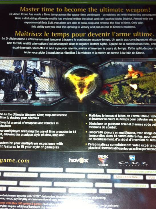 Timeshift - Microsoft Xbox 360 video game collectible - Main Image 2